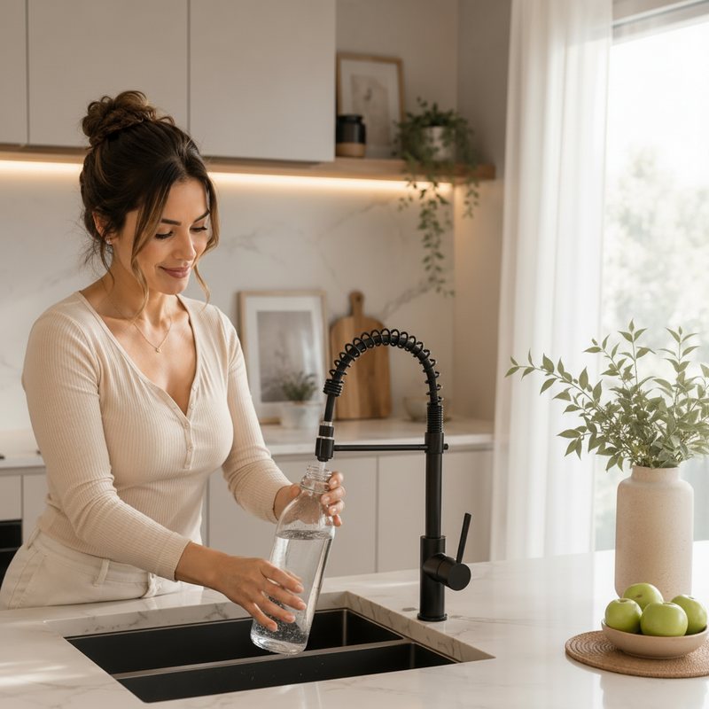 Torneira Gourmet Monocomando Preta com Spray Extensor 360° | Casa Maluv