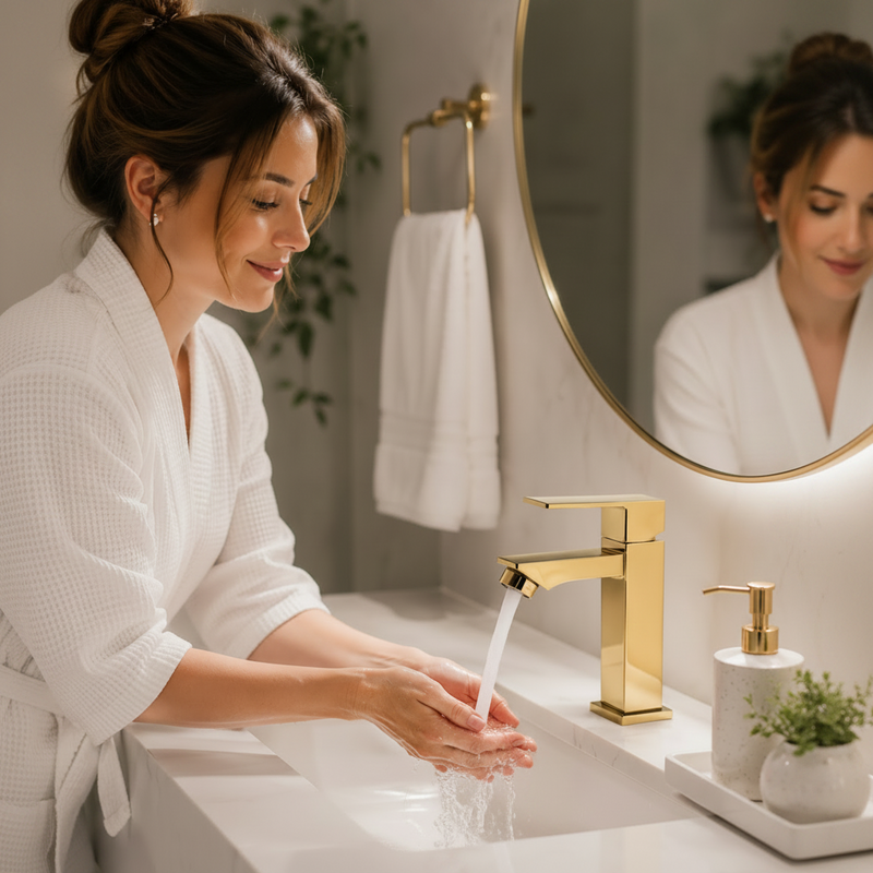 Torneira Luxo Dourada para Banheiro e Lavabo em Aço Inox SUS304 | Casa Maluv