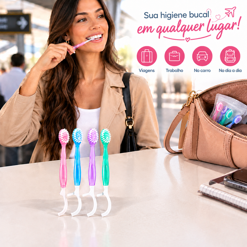 Kit Escova de Dentes de Viagem Descartável 4 em 1 | Casa Maluv