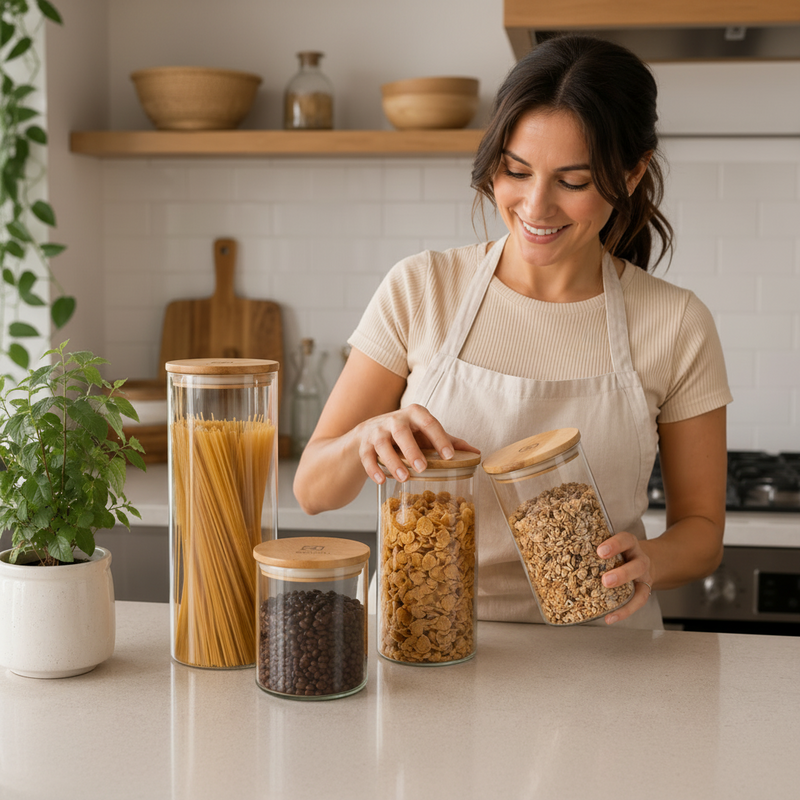 Kit 4 Potes Herméticos Electrolux com Tampa de Bambu | Organização Premium para Cozinha