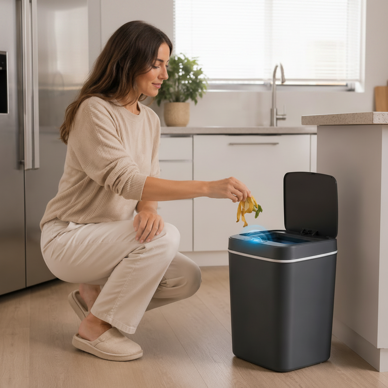 Lixeira Inteligente Automática 16L com Sensor de Presença e Toque | Casa Maluv