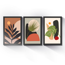 Kit 3 Quadros Decorativos Folhagem Folhas Mosaico Sala Quarto Escritório