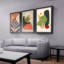 Kit 3 Quadros Decorativos Folhagem Folhas Mosaico Sala Quarto Escritório