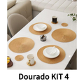 Kit Jogo Americano Redondo Impermeável 38cm | Mesa Posta Elegante Casa Maluv
