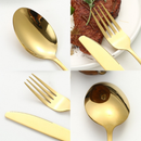 Jogo/KIT Talheres Faqueiro Inox Dourado Polidos de Alta Qualidade 24 Peças Premium Luxo Com Maleta