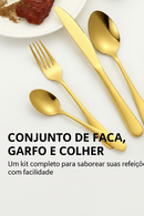 Jogo/KIT Talheres Faqueiro Inox Dourado Polidos de Alta Qualidade 24 Peças Premium Luxo Com Maleta