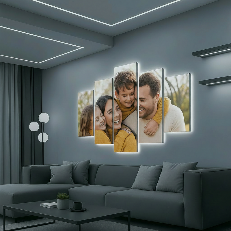 Quadro Decorativo 80x50cm 5 Peças Personalizado Com Sua Foto Alta Qualidade