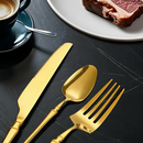 Kit Talheres 24 Peças Luxo | Garfos, Facas e Colheres em Aço Inoxidável Dourado