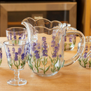 Jogo de Taças e Jarra de Cristal Lavanda Hand Painting 7 peças - Lyor