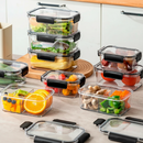 Kit 6 Potes Pote Hermético Organizador de Geladeira Tampa Alta Vedação em Silicone Organiza Marmita e Armário