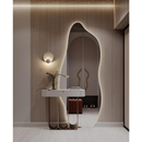 Espelho Orgânico 120x50cm c/ LED Pilhas Quente – Form, 2 Suportes Vertical/Horizontal, Decorativo e Moderno